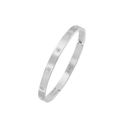 BG308W B.Tiff 8-Stone Matte Bangle Bracelet